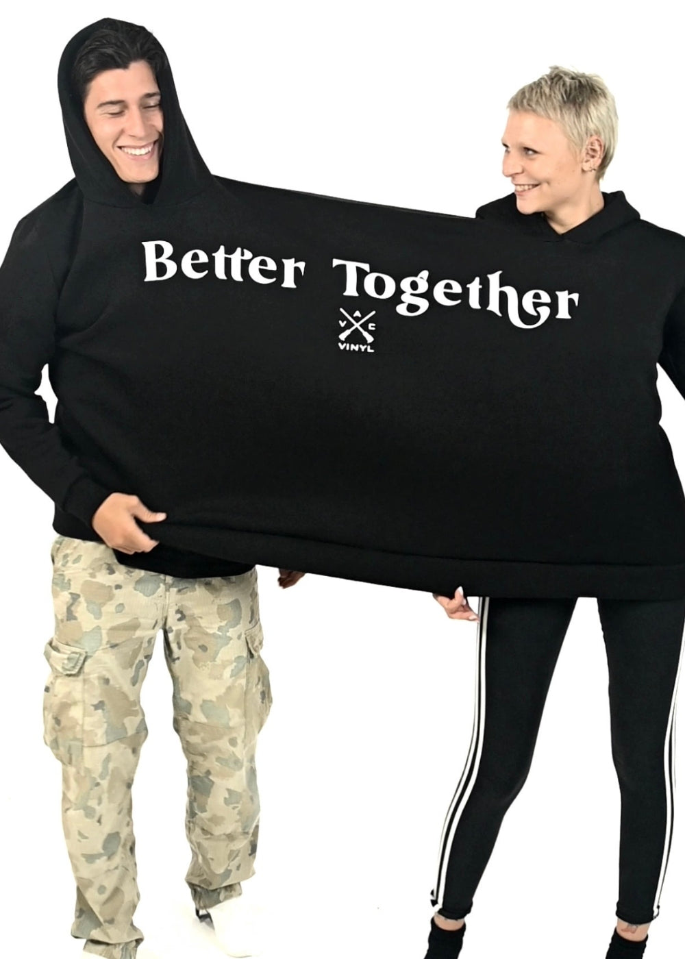 Vinyl sweatshirt black with print cotton regular fit - better together hoodie