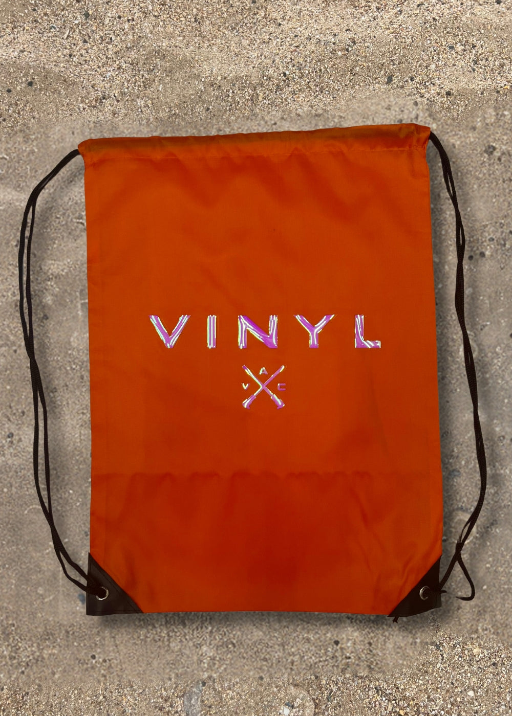 Vinyl gymsack orange with embossed iridescent logo