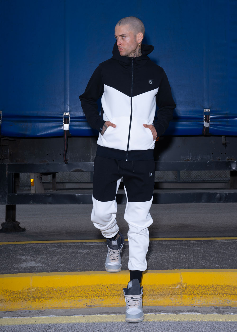Vinyl technical sweatshirt white/black polyester regular fit men's