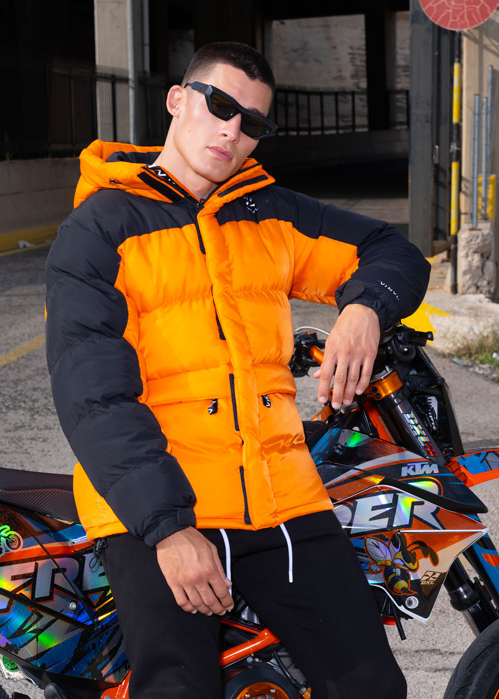 Vinyl μπουφαν πορτοκαλι polyester regular fit ανδρικο