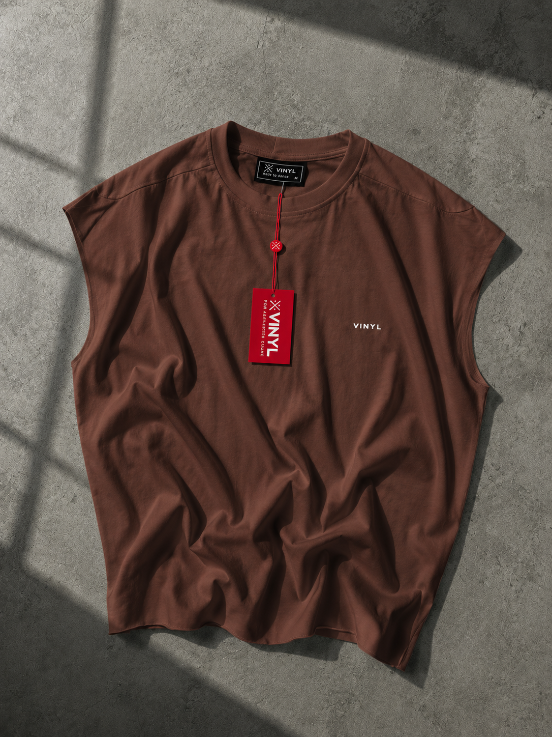 Vinyl sleeveless tee brown - oversized