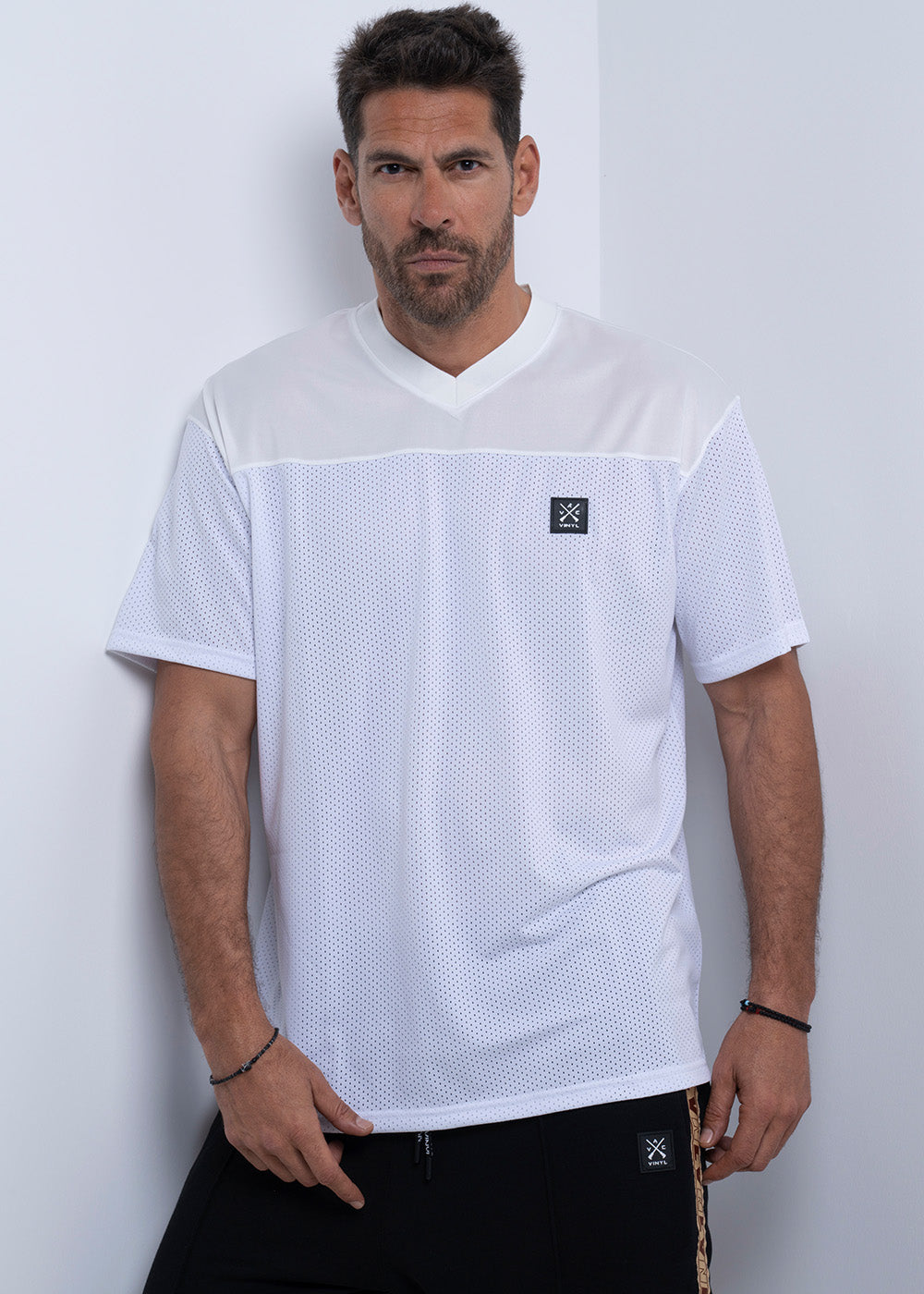 Vinyl μπλουζα λευκη polyester oversized ανδρικη