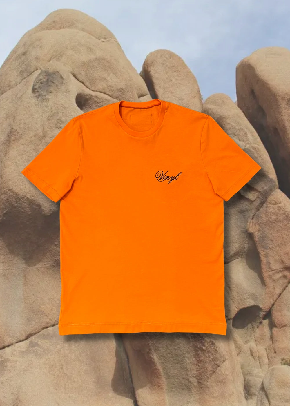 Vinyl shirt with embroidery orange cotton regular fit for men