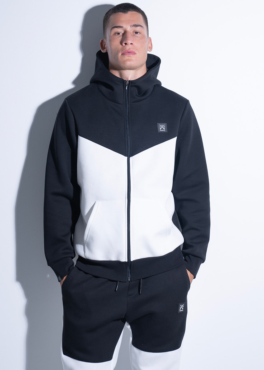 Vinyl technical sweatshirt white/black polyester regular fit men's
