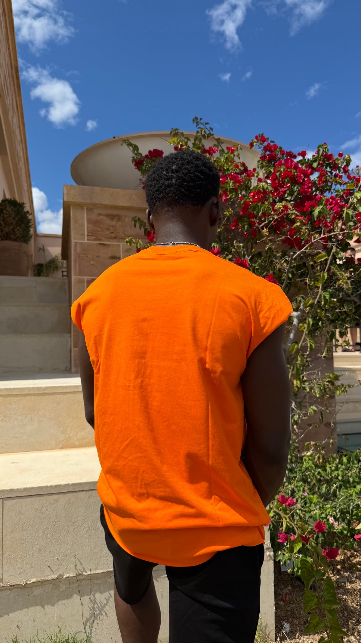 Vinyl sleeveless tee orange - oversized