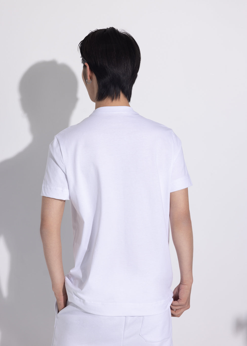 Vinyl embroidered white cotton regular fit shirt - needlecraft logo tee