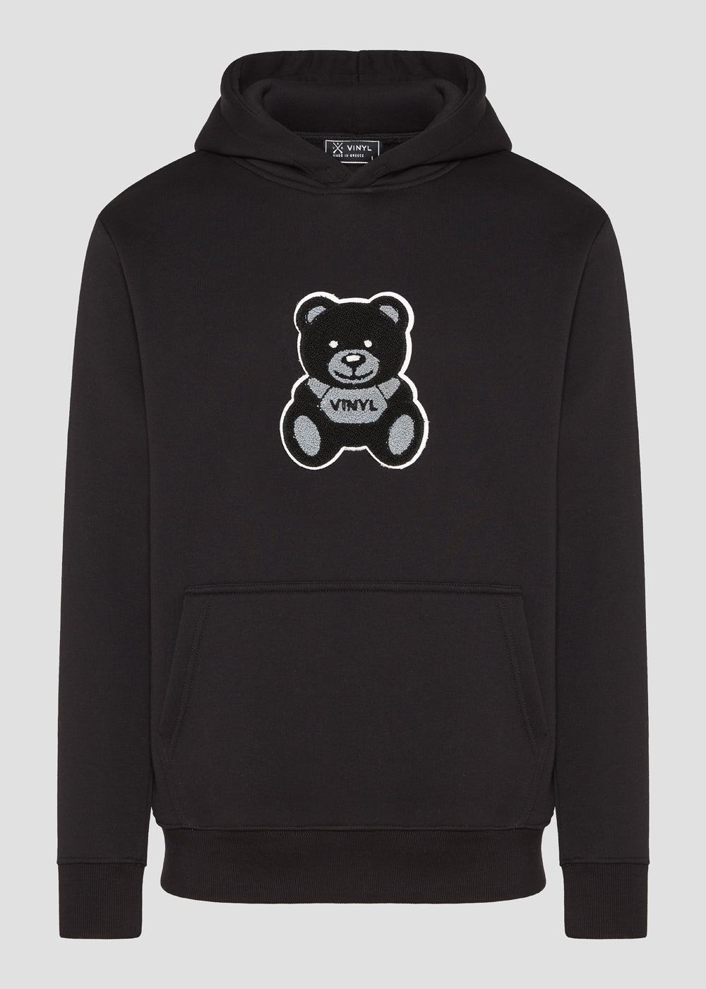 Vinyl φουτερ μαυρο με patch cotton regular fit - puff teddy hoodie