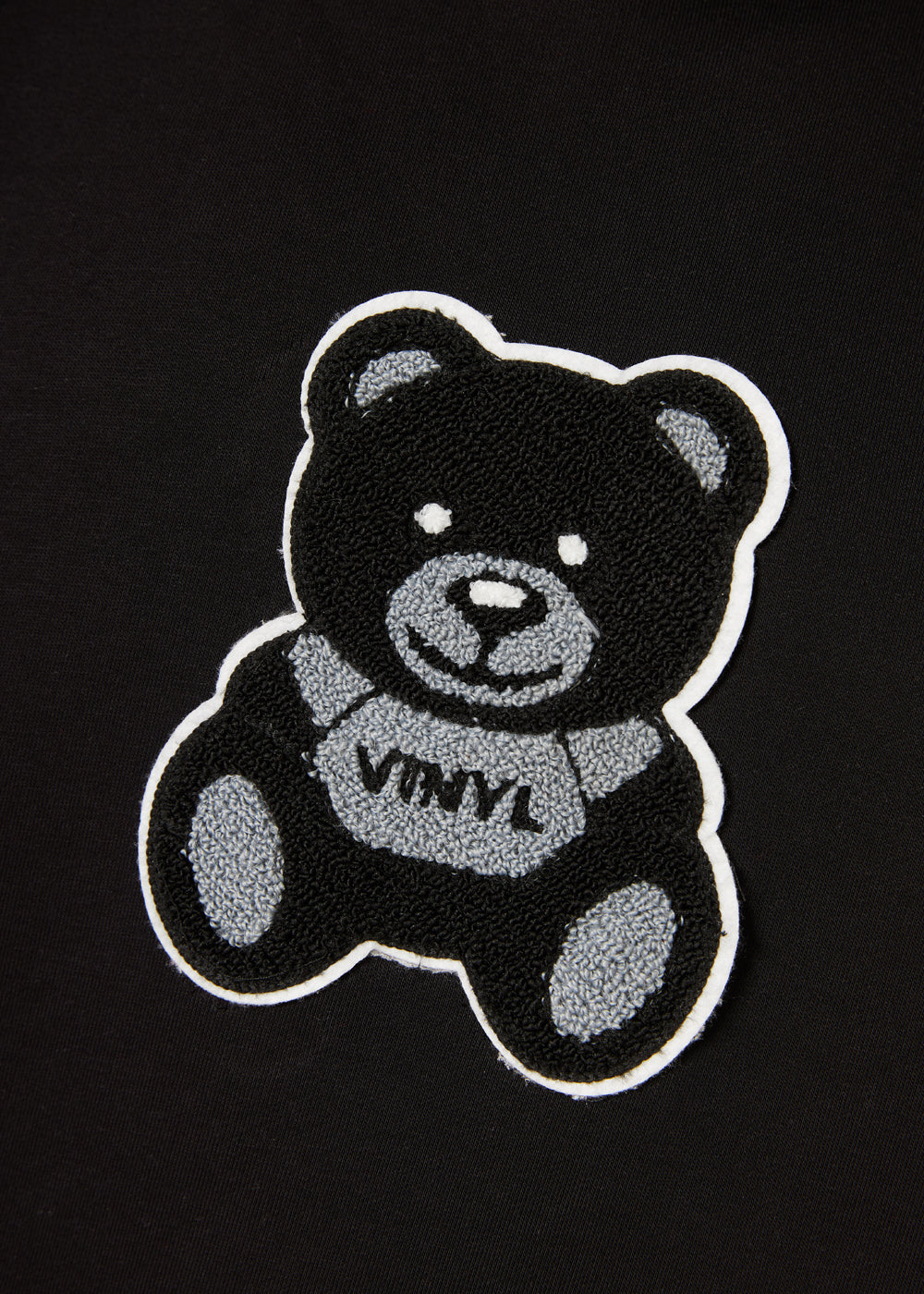 Vinyl σετ μαυρο με fluffy patch αρκουδακι - puff teddy set