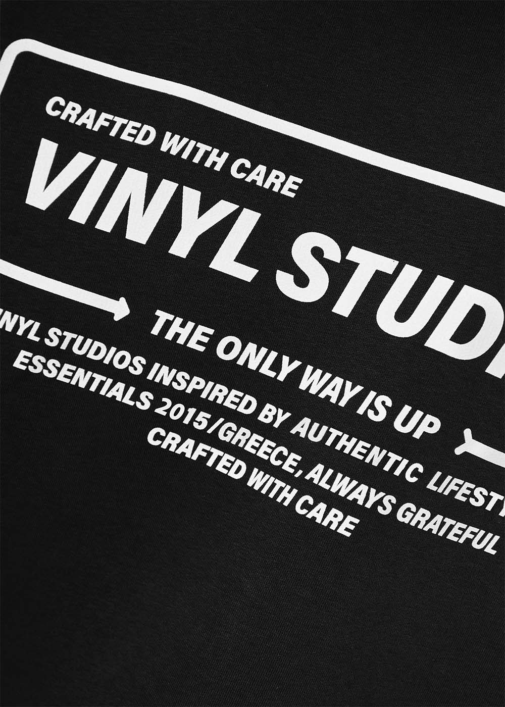Vinyl sweatshirt black with print cotton regular fit - urban code hoodie