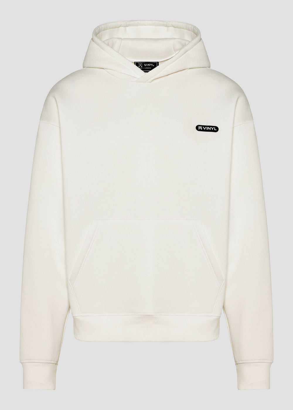 Vinyl φουτερ λευκο cotton oversized - emblem hoodie