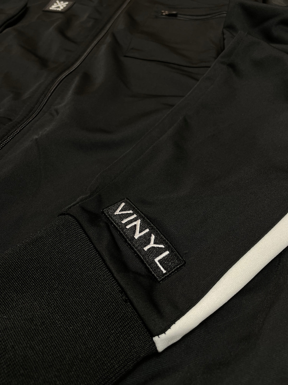 Vinyl jacket black polyester regular fit men's