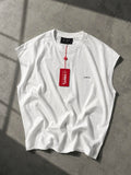 Vinyl sleeveless tee with logo white cotton oversized - vinyl sleeveless tee