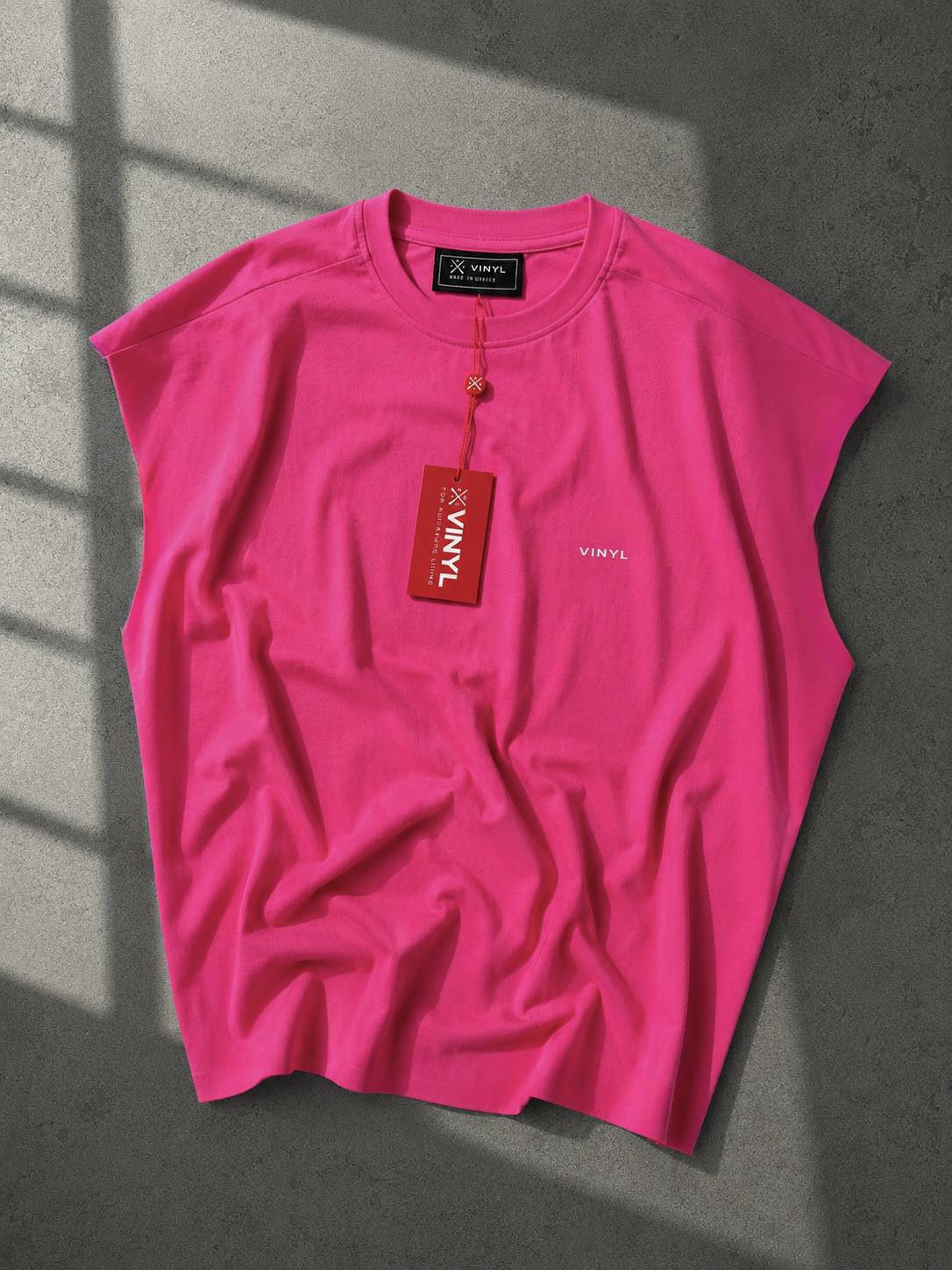Vinyl sleeveless tee pink - oversized