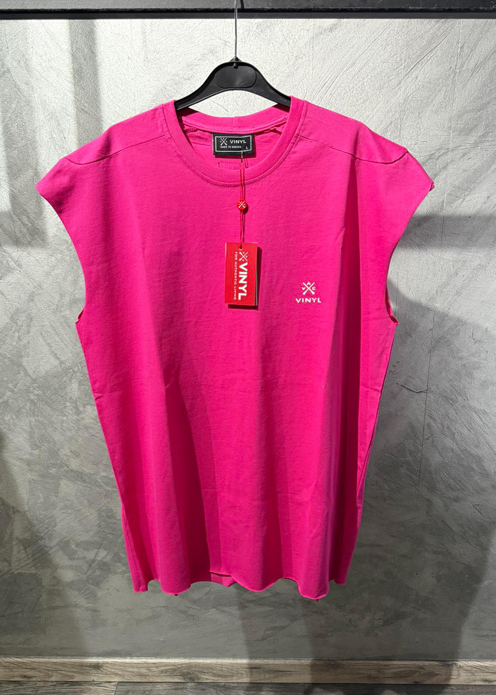 Vinyl sleeveless tee pink - oversized