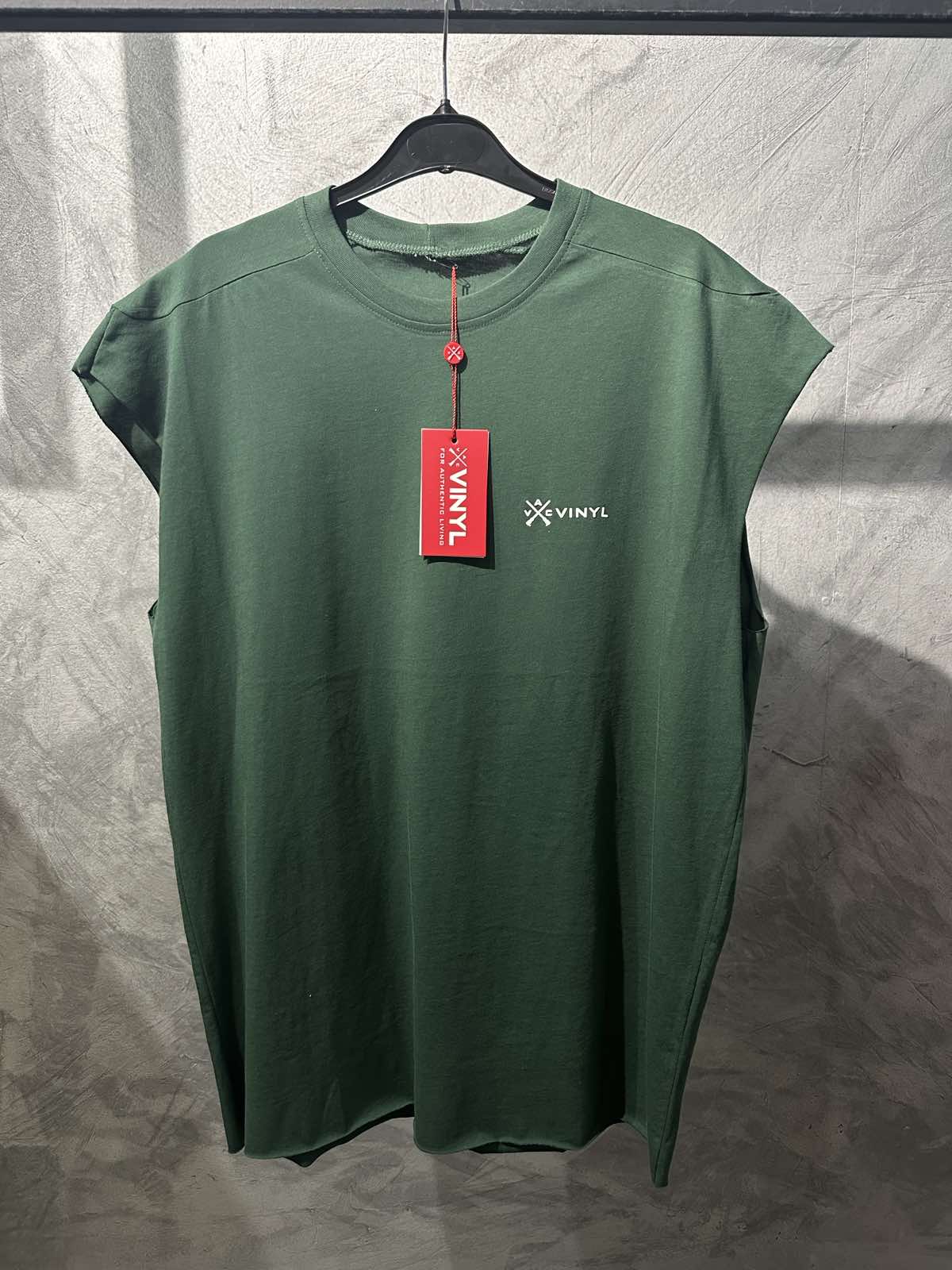 Vinyl sleeveless tee green - oversized
