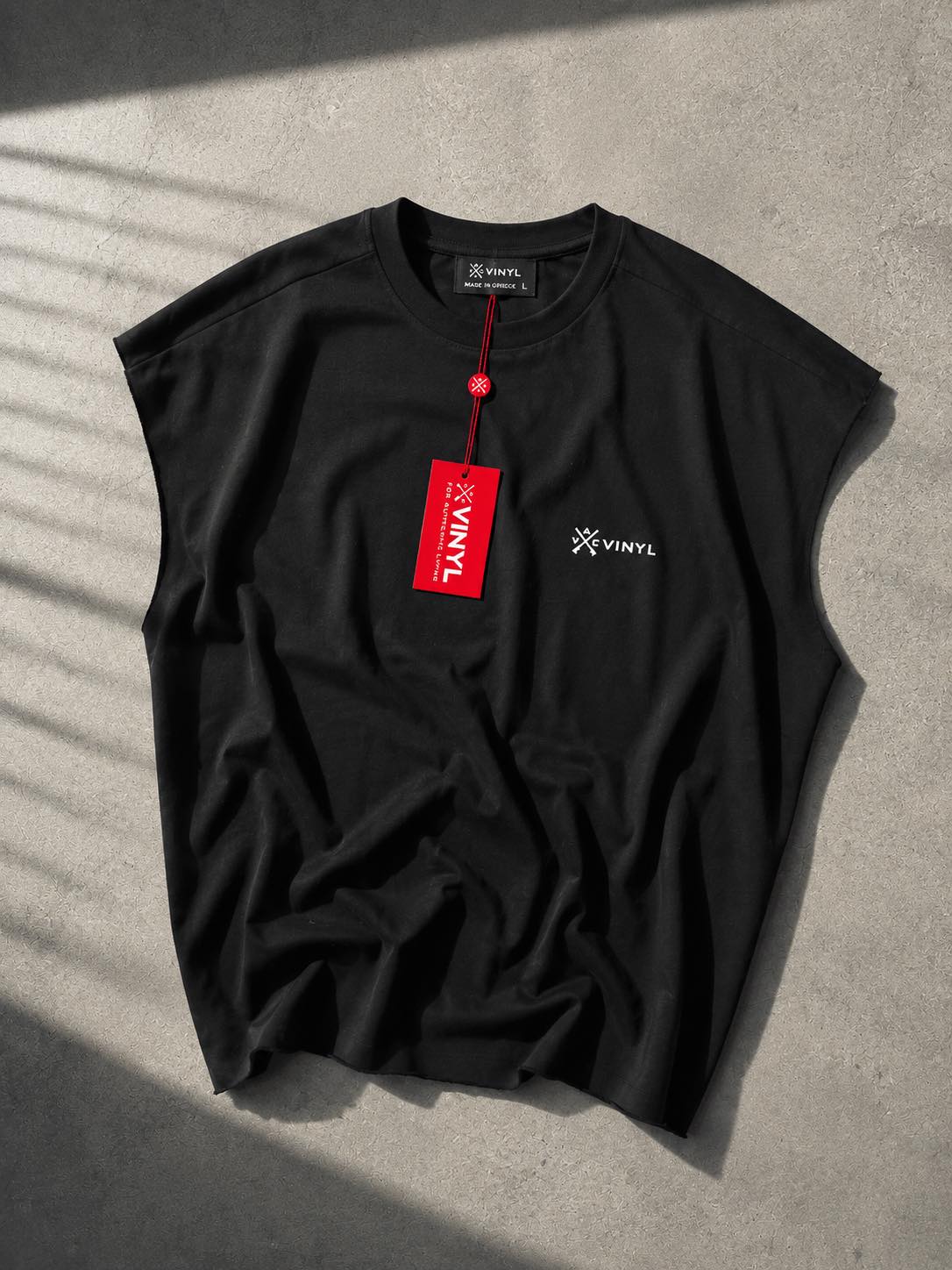 Vinyl sleeveless tee black - oversized