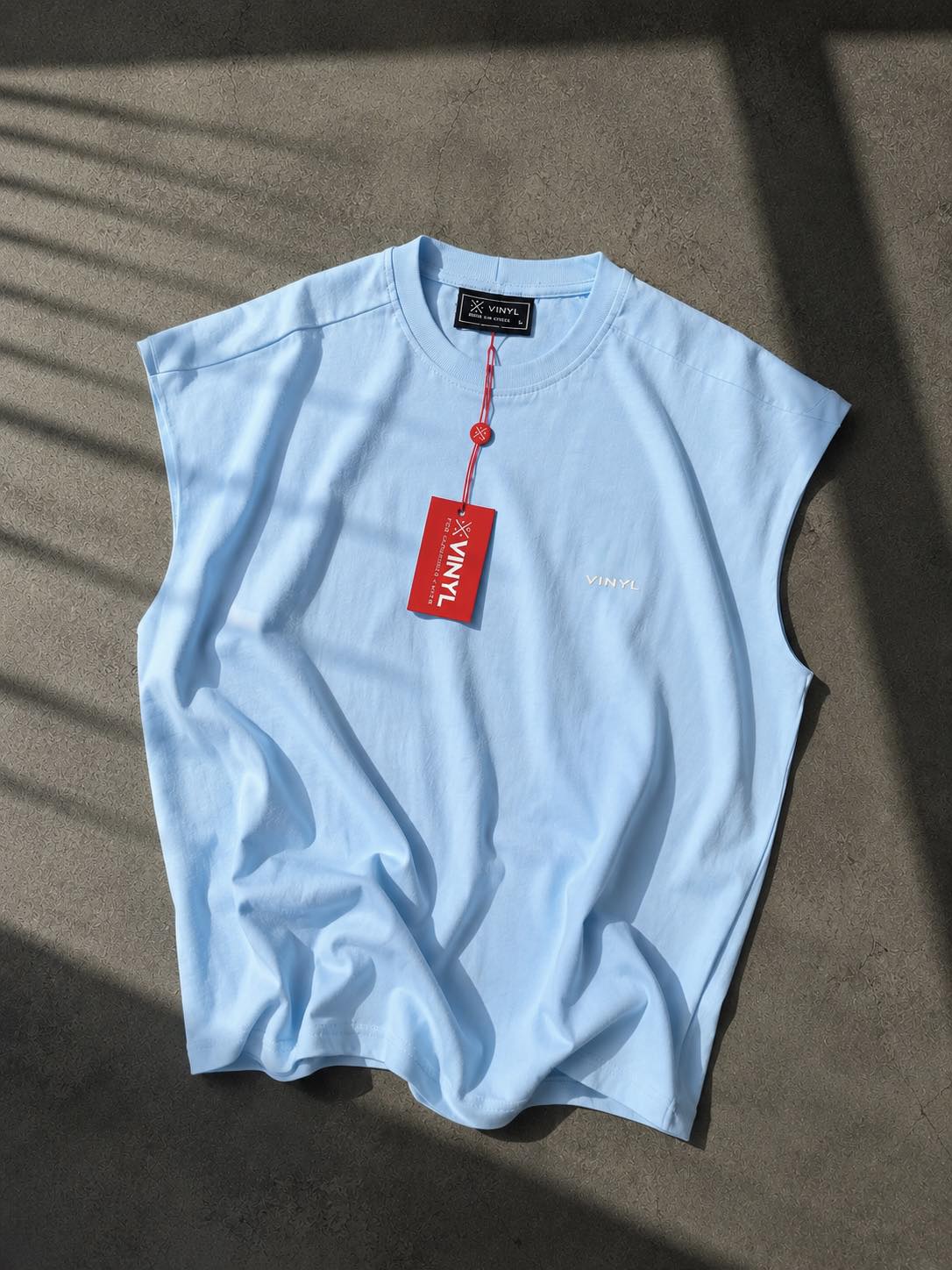 Vinyl sleeveless tee light blue - oversized