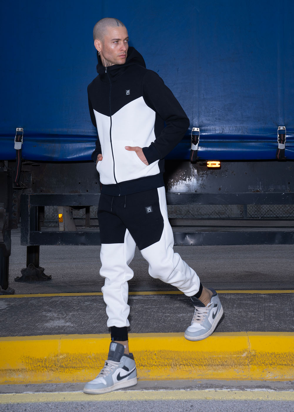 Vinyl technical sweatshirt white/black polyester regular fit men's