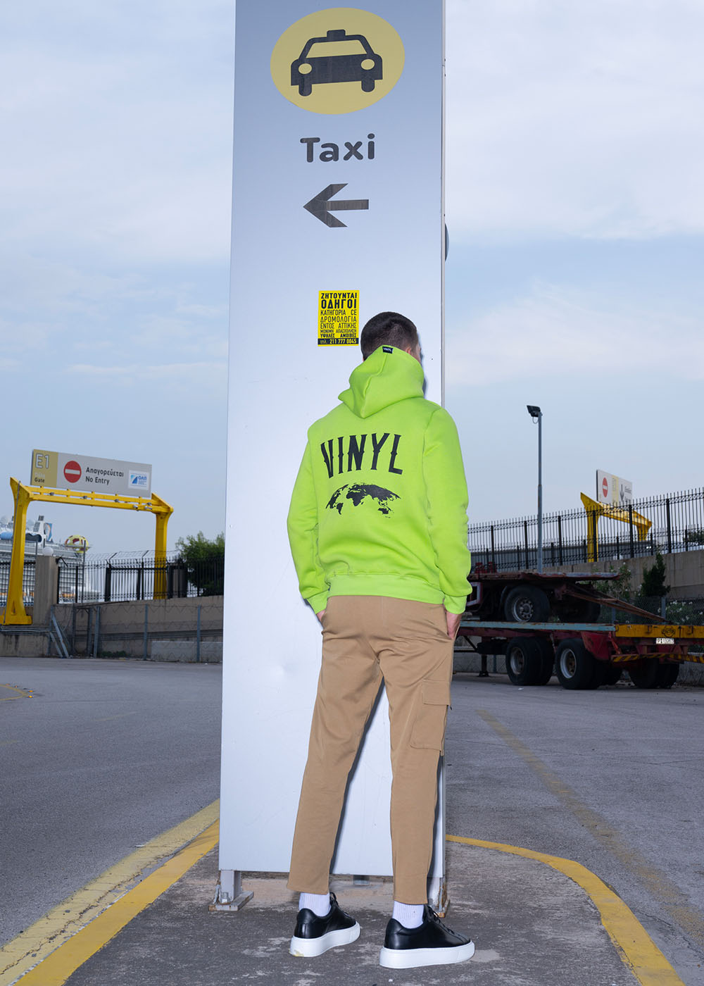 Vinyl sweatshirt with green print cotton regular fit for men