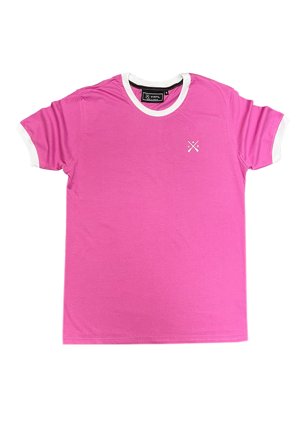 Vinyl μπλουζα με τυπωμα ροζ cotton regular fit ανδρικη