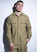 Vinyl overshirt χακι cotton regular fit ανδρικο