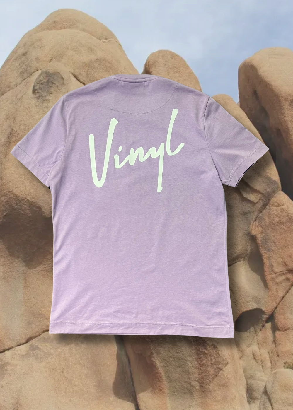 Vinyl μπλουζα με τυπωμα λιλα cotton regural fit ανδρικη