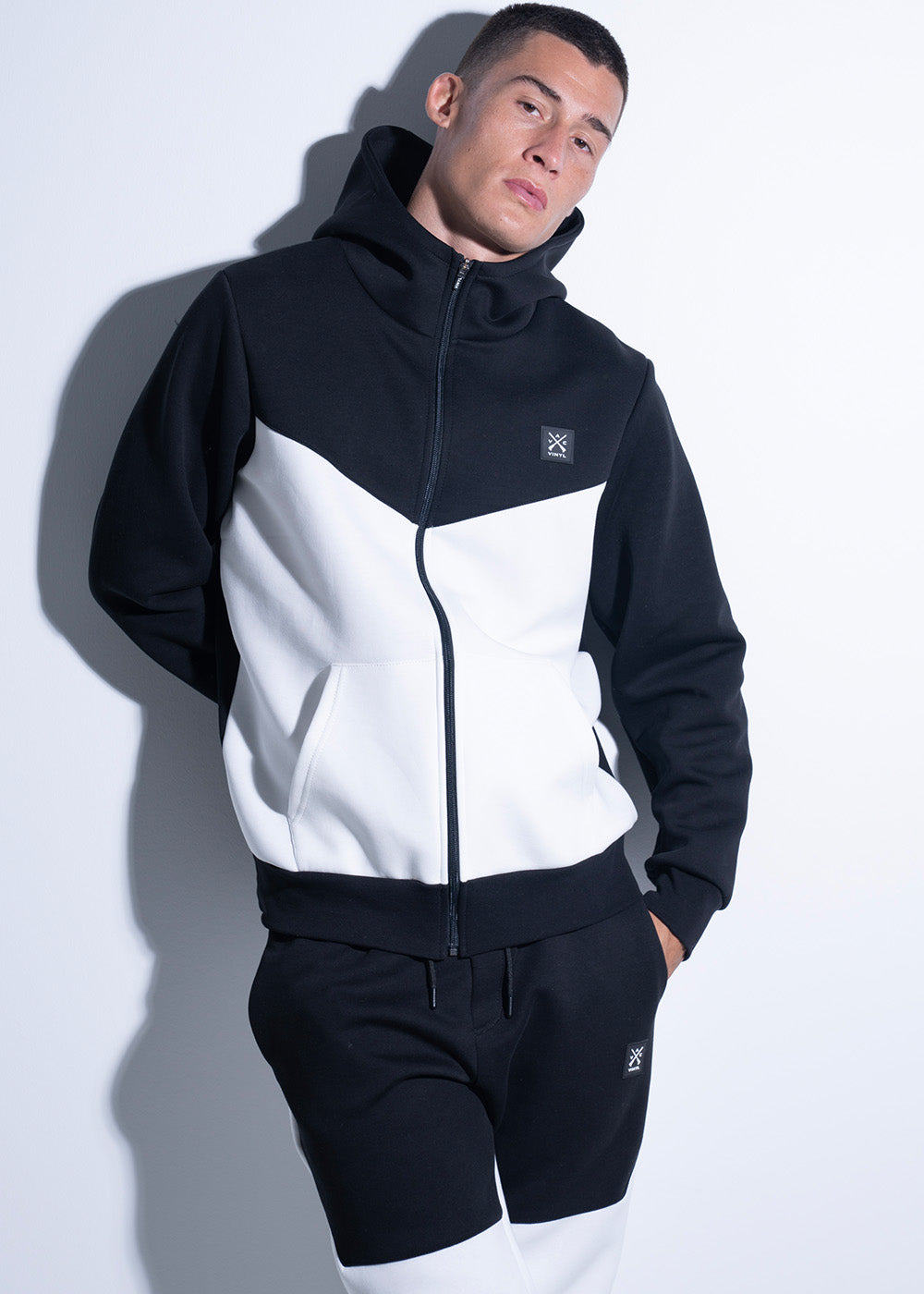 Vinyl technical sweatshirt white/black polyester regular fit men's
