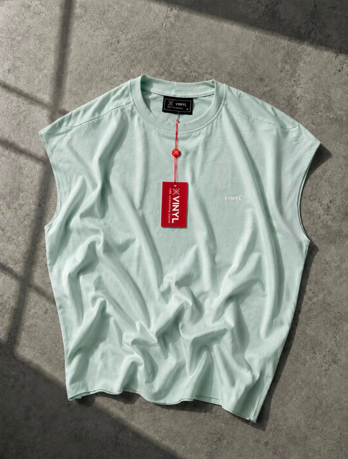 Vinyl sleeveless tee mint green - oversized