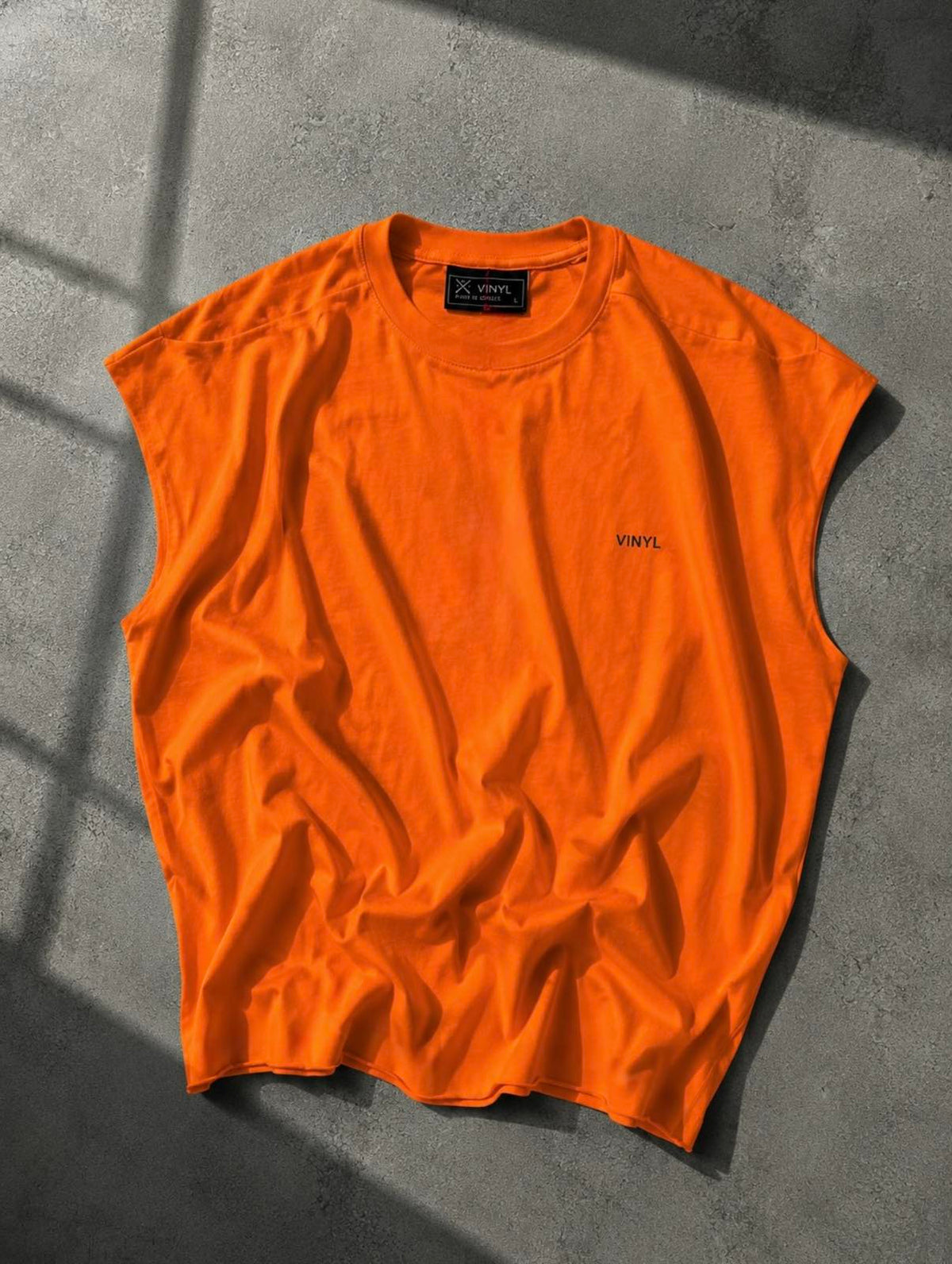 Vinyl sleeveless tee orange - oversized