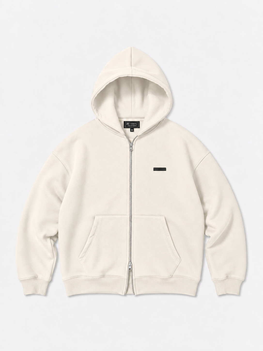 Graphic zipped hoodie white