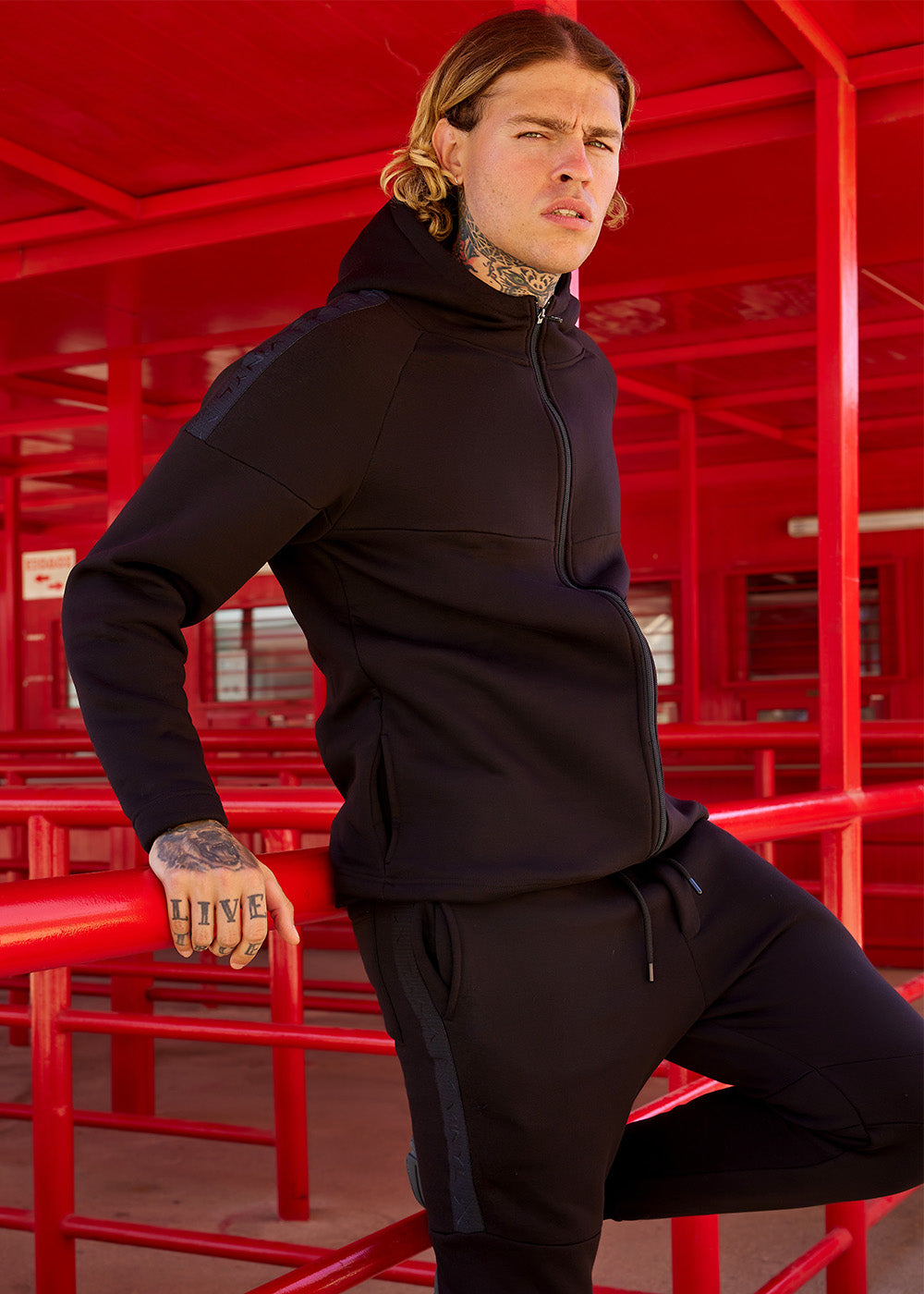 Vinyl black cardigan with drawstrings cotton regular fit - line motion zip hoodie