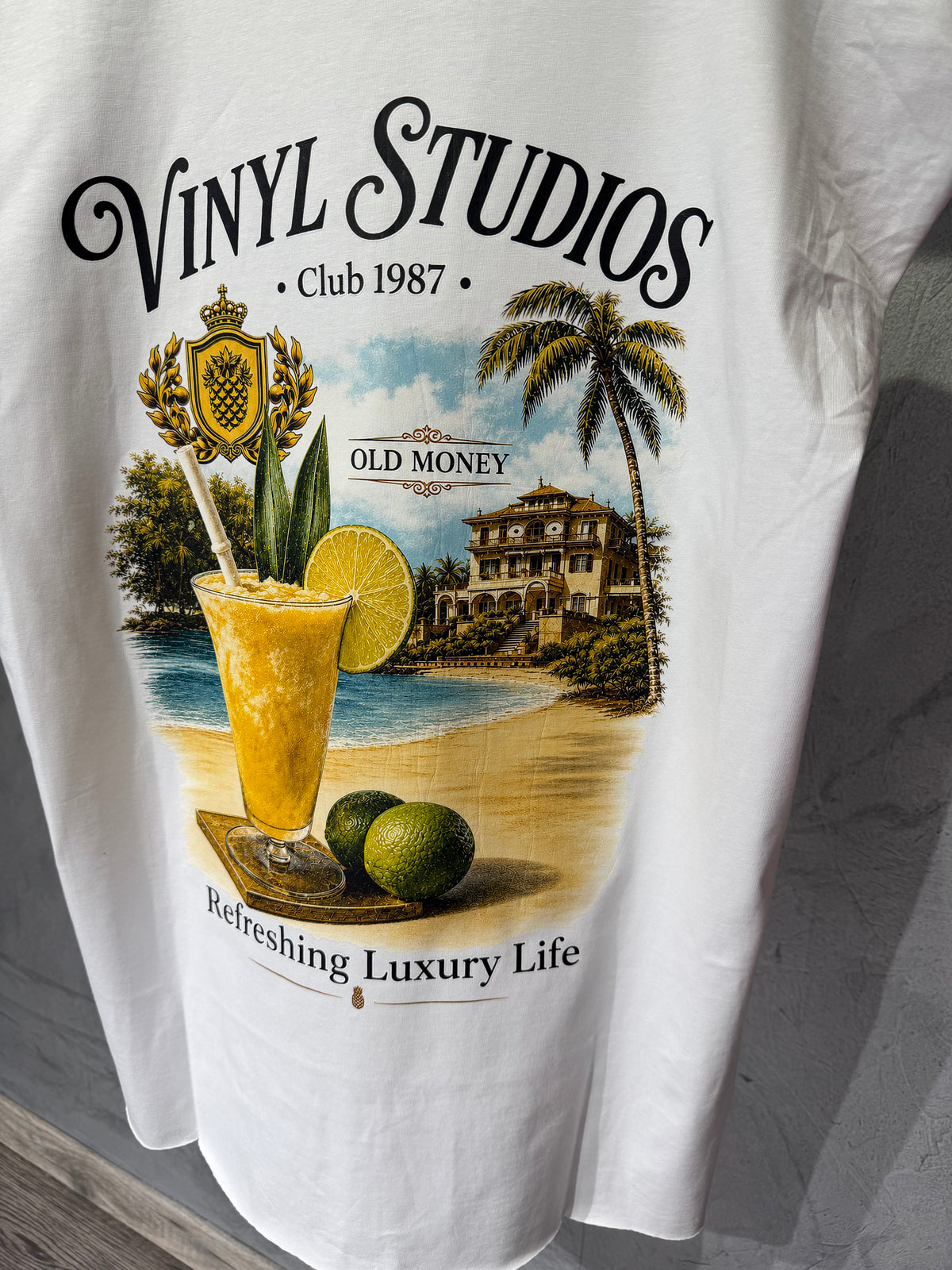 Vinyl sleeveless tee old money white - oversized