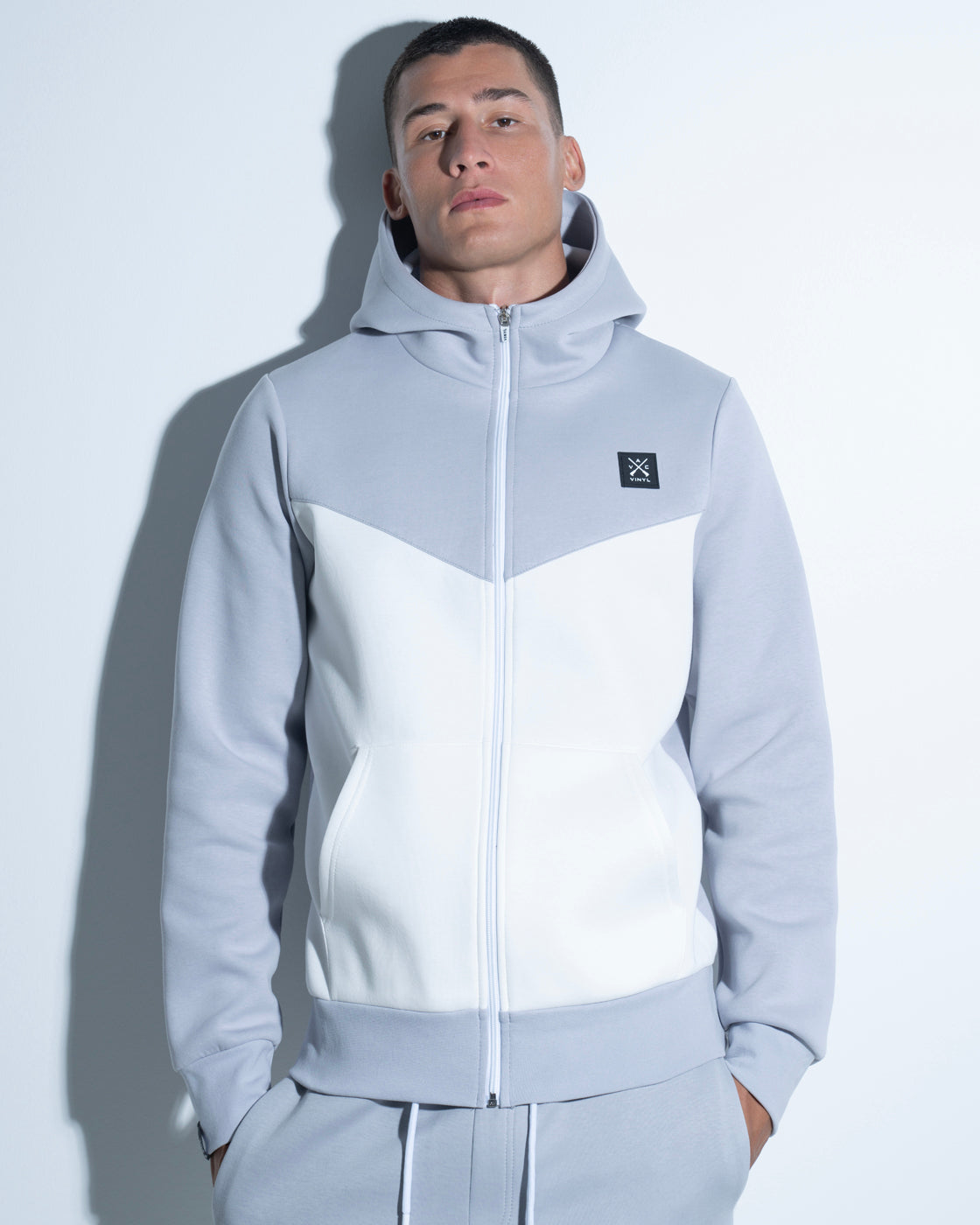 Vinyl technical sweatshirt white/gray polyester regular fit men's