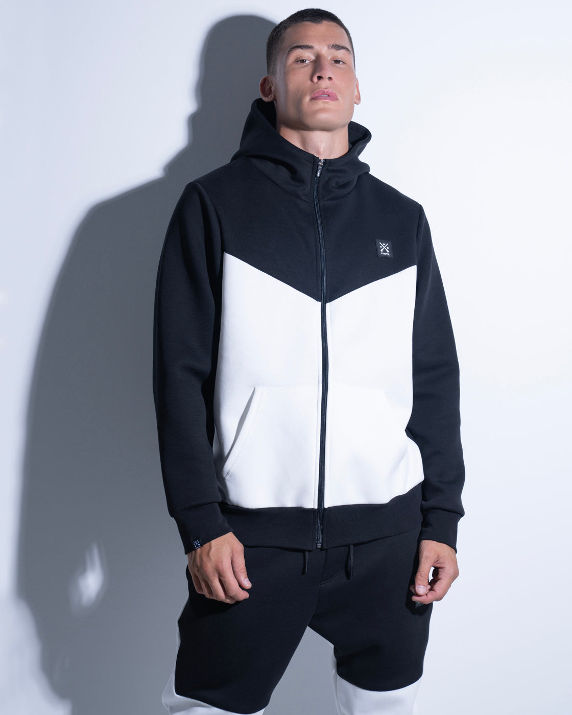 Vinyl technical sweatshirt white/black polyester regular fit men's