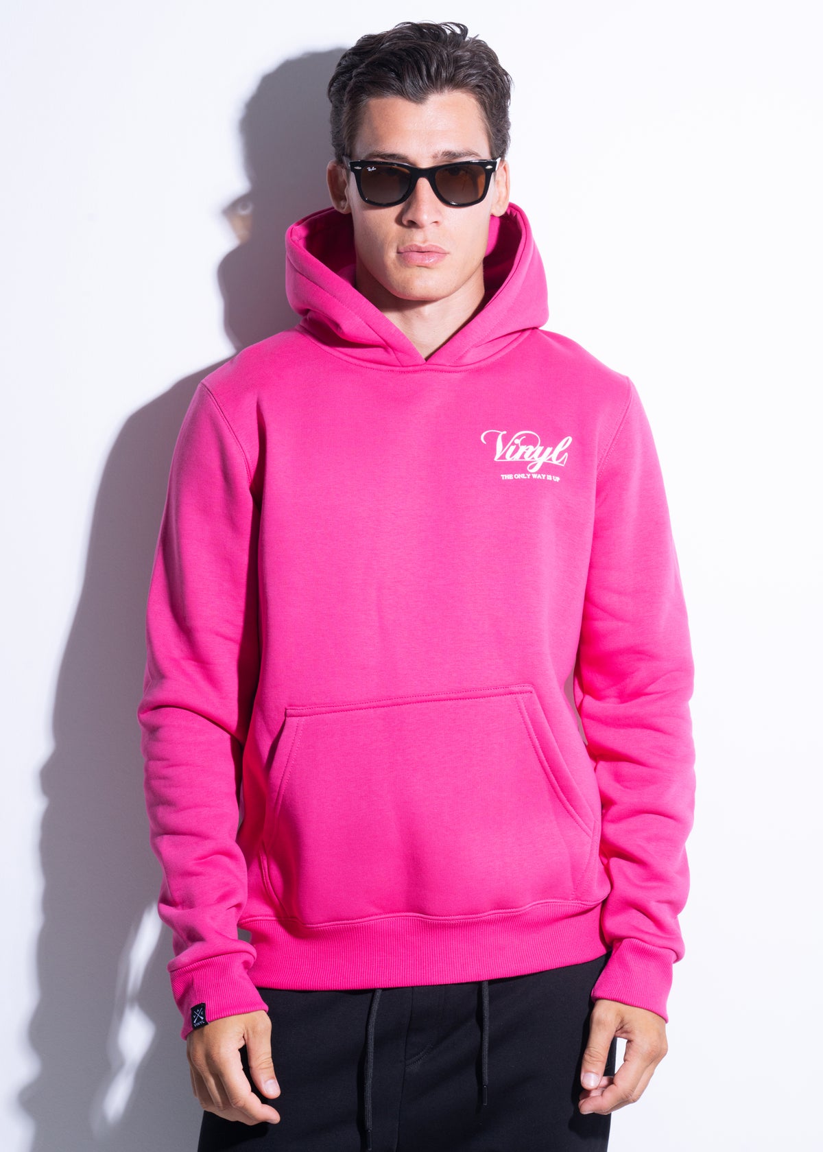Vinyl sweatshirt fuchsia with print cotton regular fit - foil print hoodie