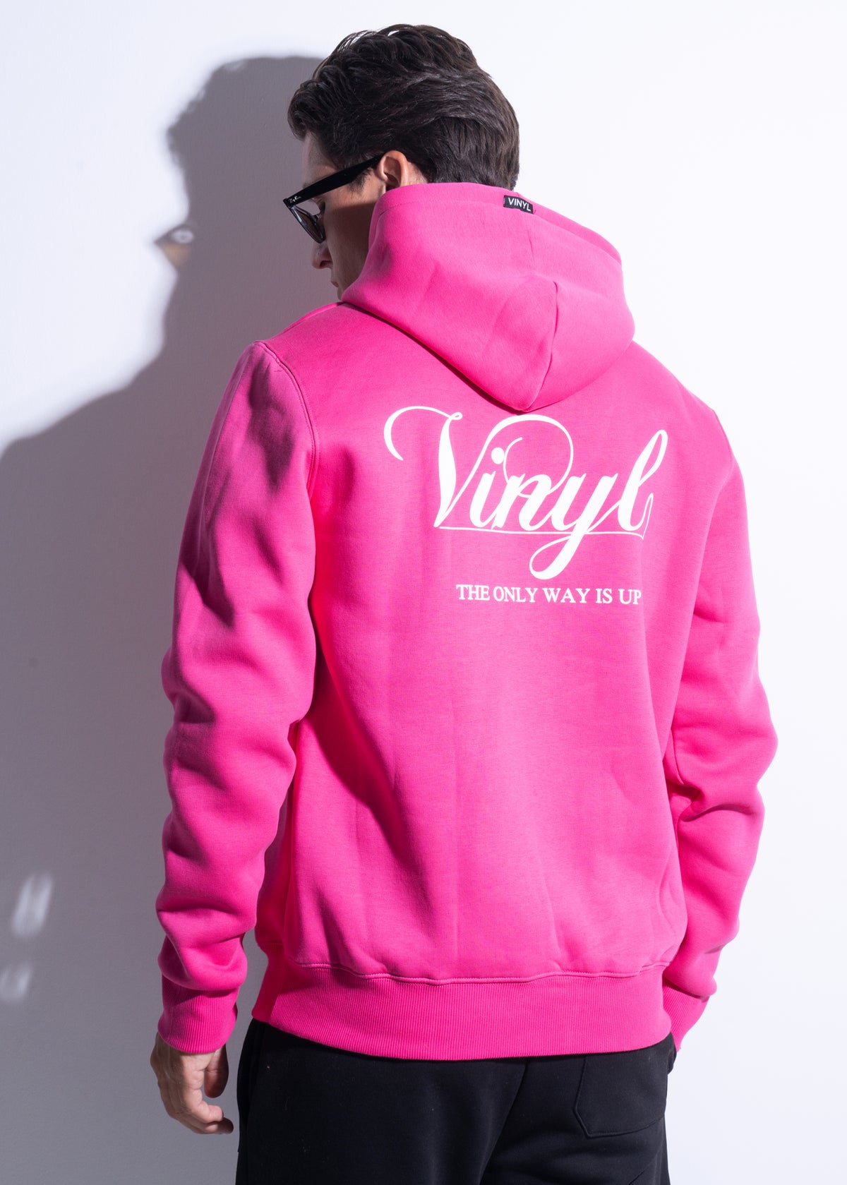 Vinyl sweatshirt fuchsia with print cotton regular fit - foil print hoodie