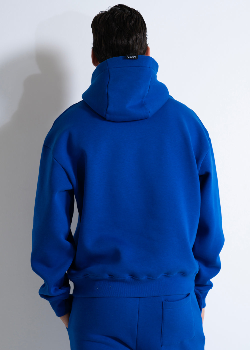 Vinyl sweatshirt blue with embroidery cotton regular fit - needlecraft logo hoodie