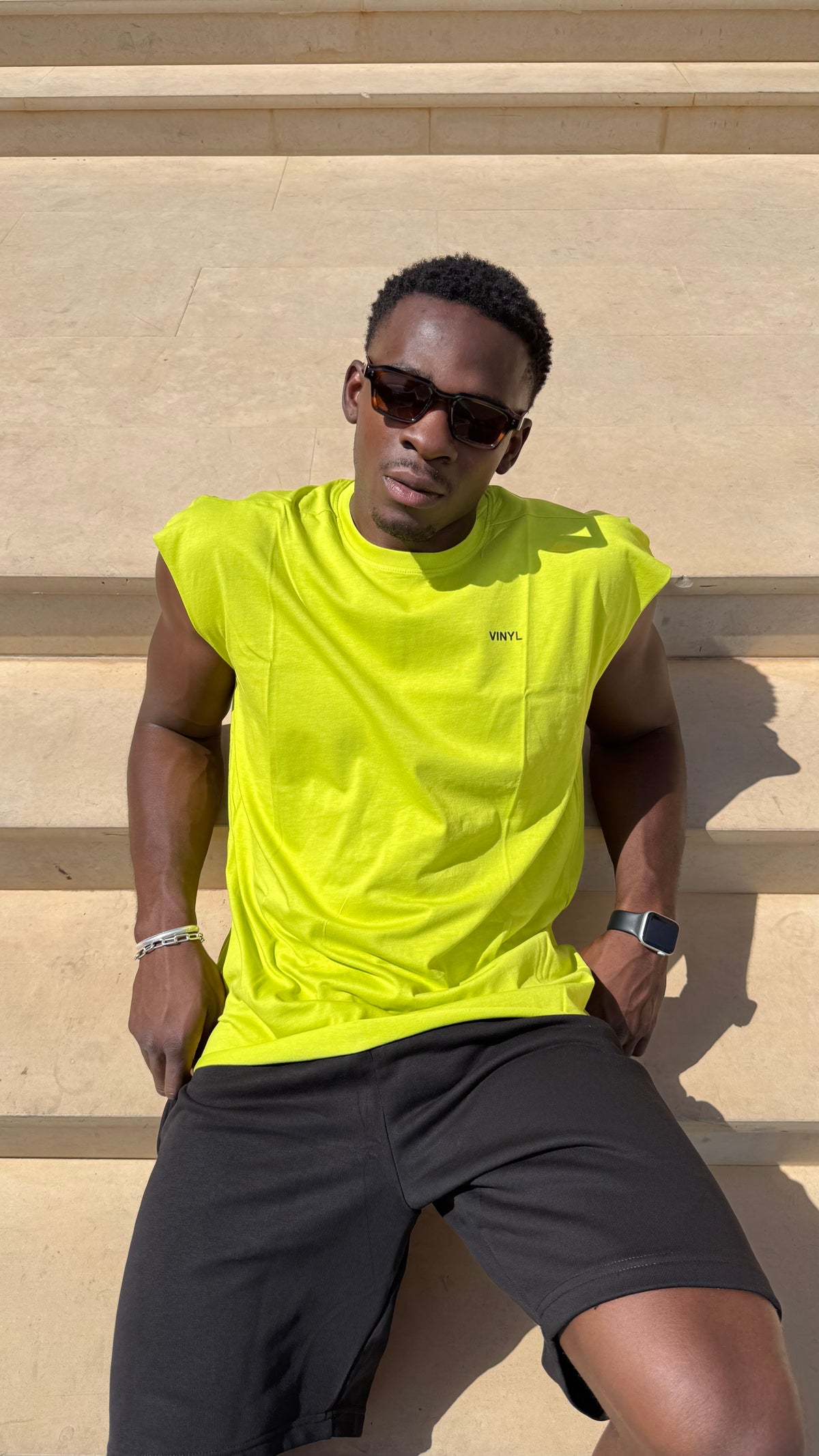 Vinyl sleeveless tee lime - oversized