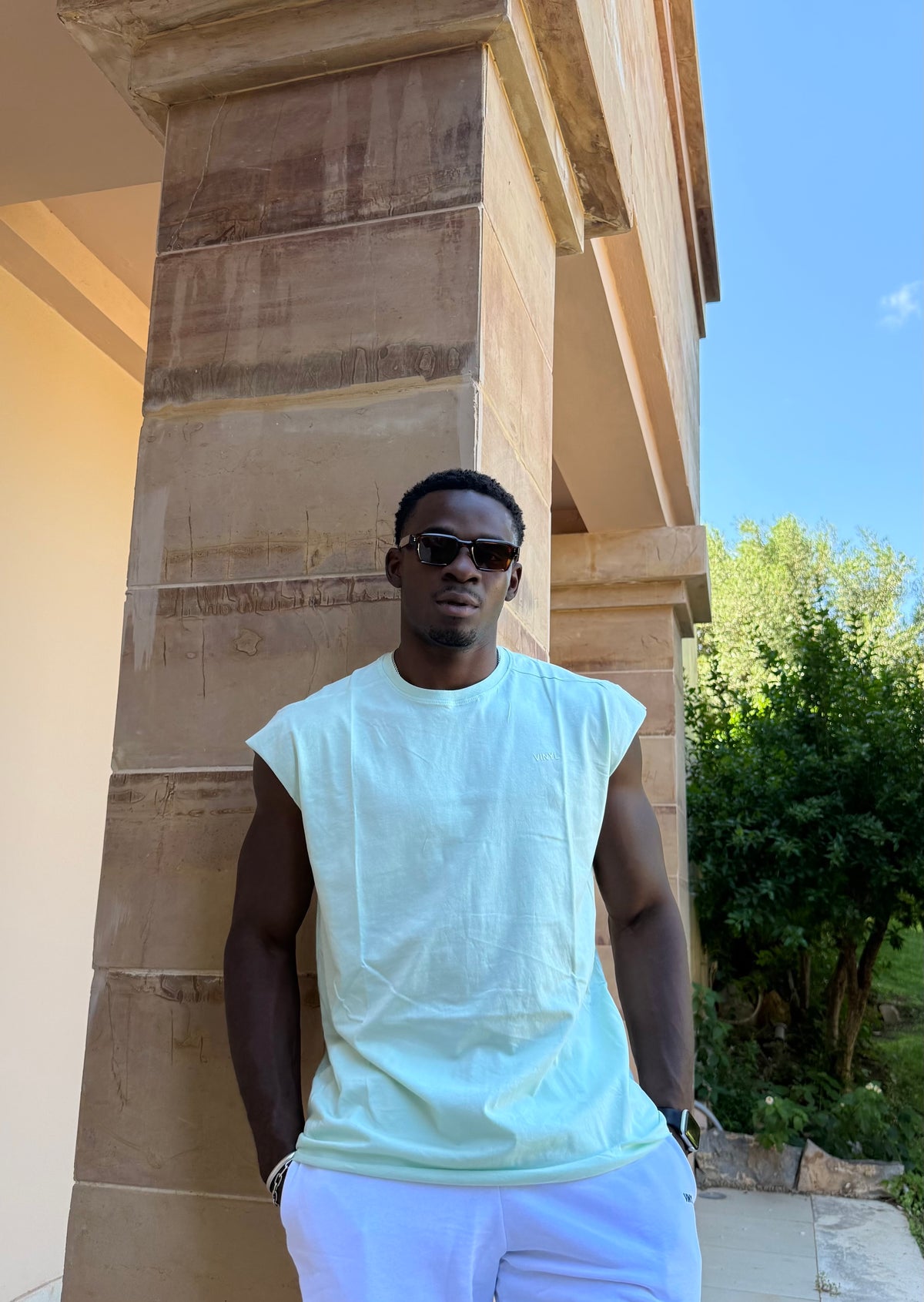 Vinyl sleeveless tee mint green - oversized