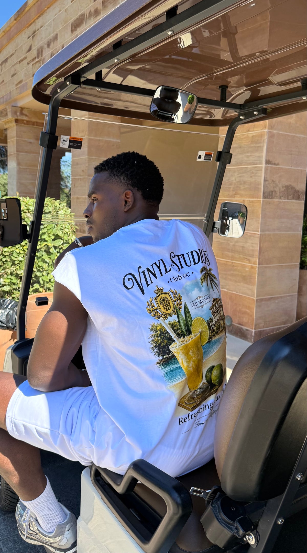 Vinyl sleeveless tee old money white - oversized