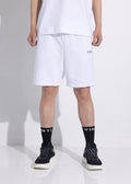 Vinyl bermuda shorts with embroidery white cotton regular fit - needlecraft logo shorts