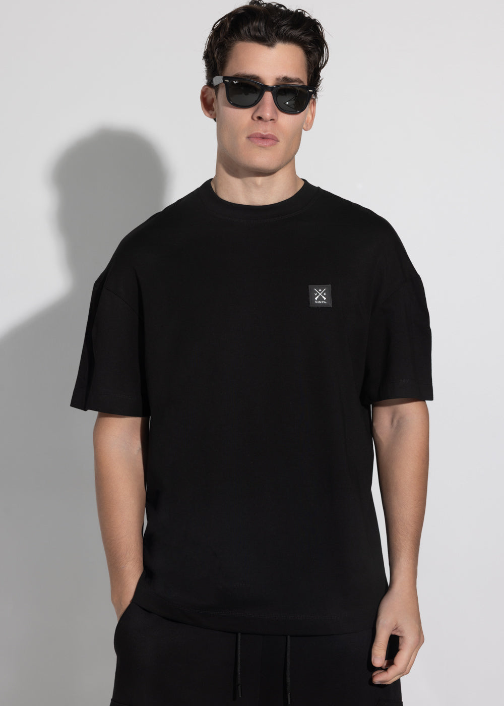 Vinyl μπλουζα με τυπωμα μαυρη cotton oversized - sizzle lips t-shirt