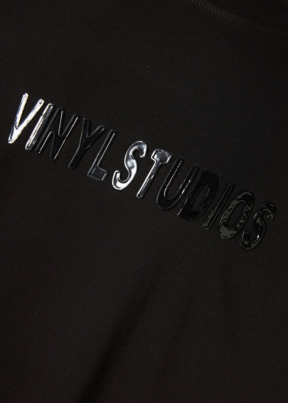 Vinyl μπλουζα μαυρη με τυπωμα cotton overzised - lounge luxe tee