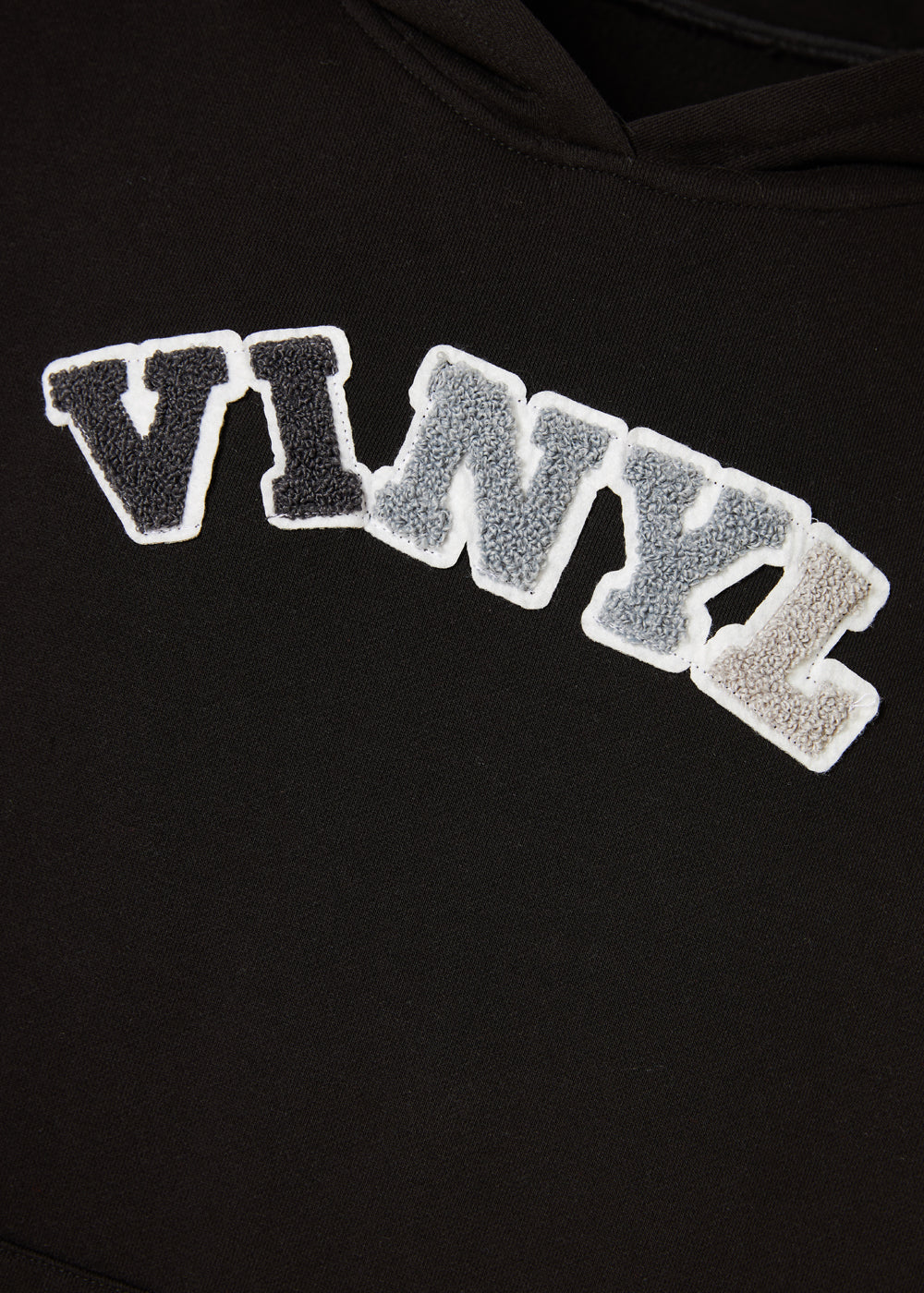 Vinyl sweatshirt black with patch cotton regular fit - puff logo hoodie