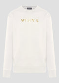 Vinyl φουτερ λευκο με τύπωμα χωρις κουκουλα cotton regular fit - cracked gold sweatshirt