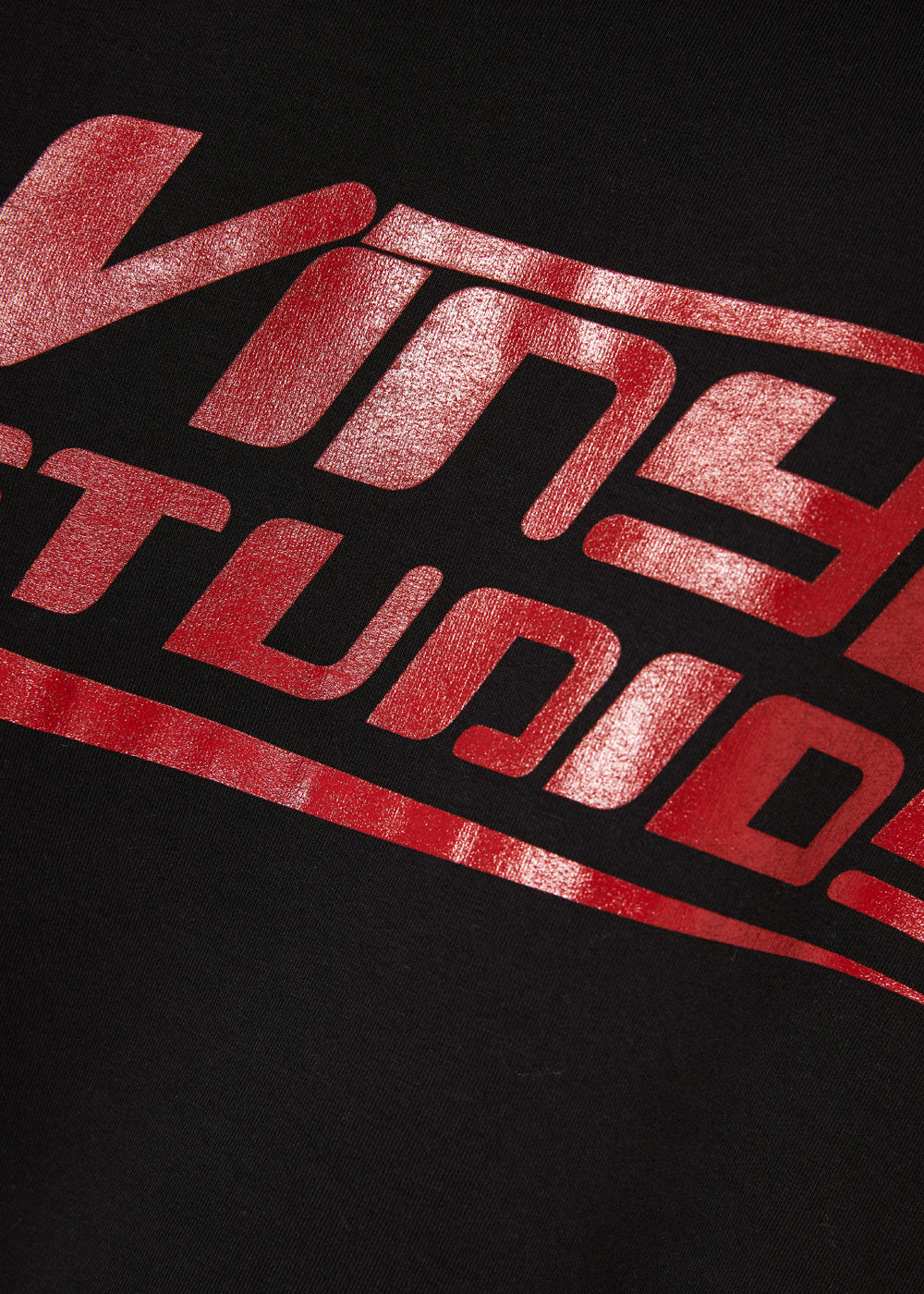 Vinyl φουτερ μαυρο με τυπωμα cotton oversized - studios v beat hoodie