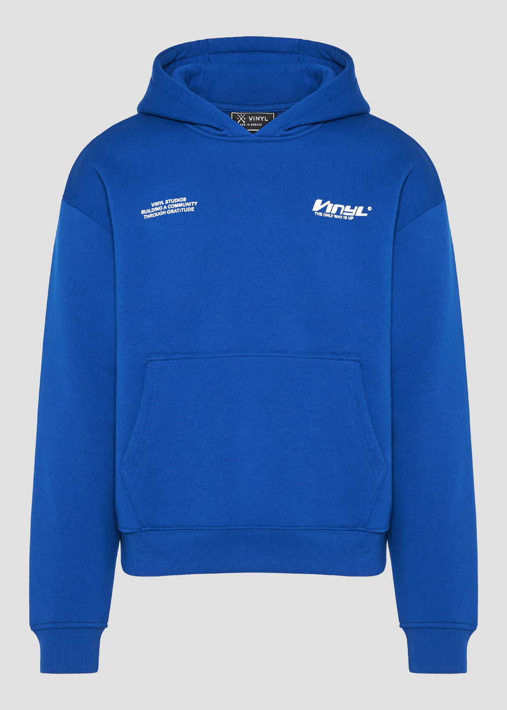 Vinyl sweatshirt blue with print cotton oversized - studios v beat hoodie