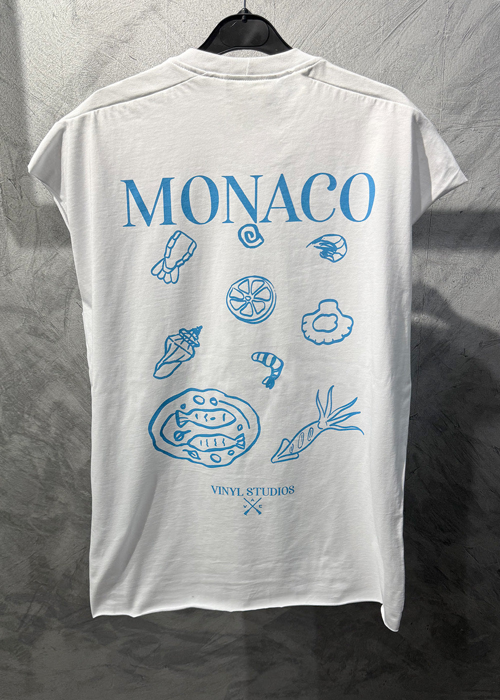 Vinyl μπλουζα αμανικη με λογοτυπο ασπρη cotton oversized - vinyl sleeveless tee monaco