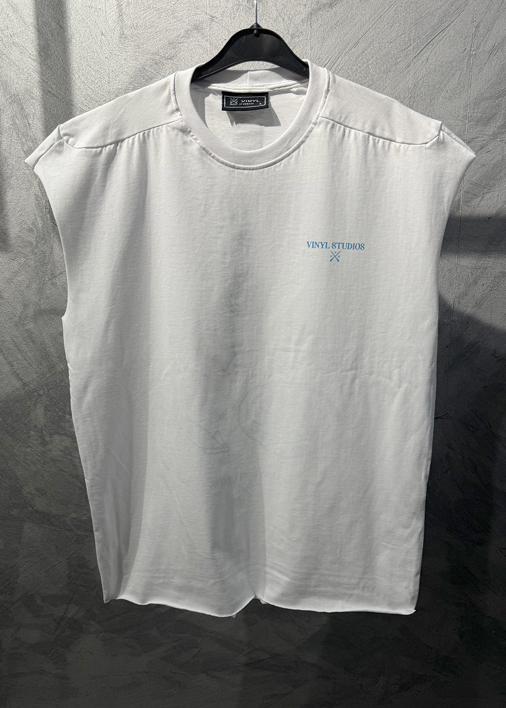 Vinyl μπλουζα αμανικη με λογοτυπο ασπρη cotton oversized - vinyl sleeveless tee monaco