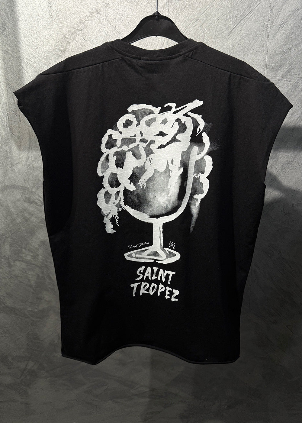 Vinyl μπλουζα αμανικη με λογοτυπο μαυρη cotton oversized - vinyl sleeveless tee saint tropez